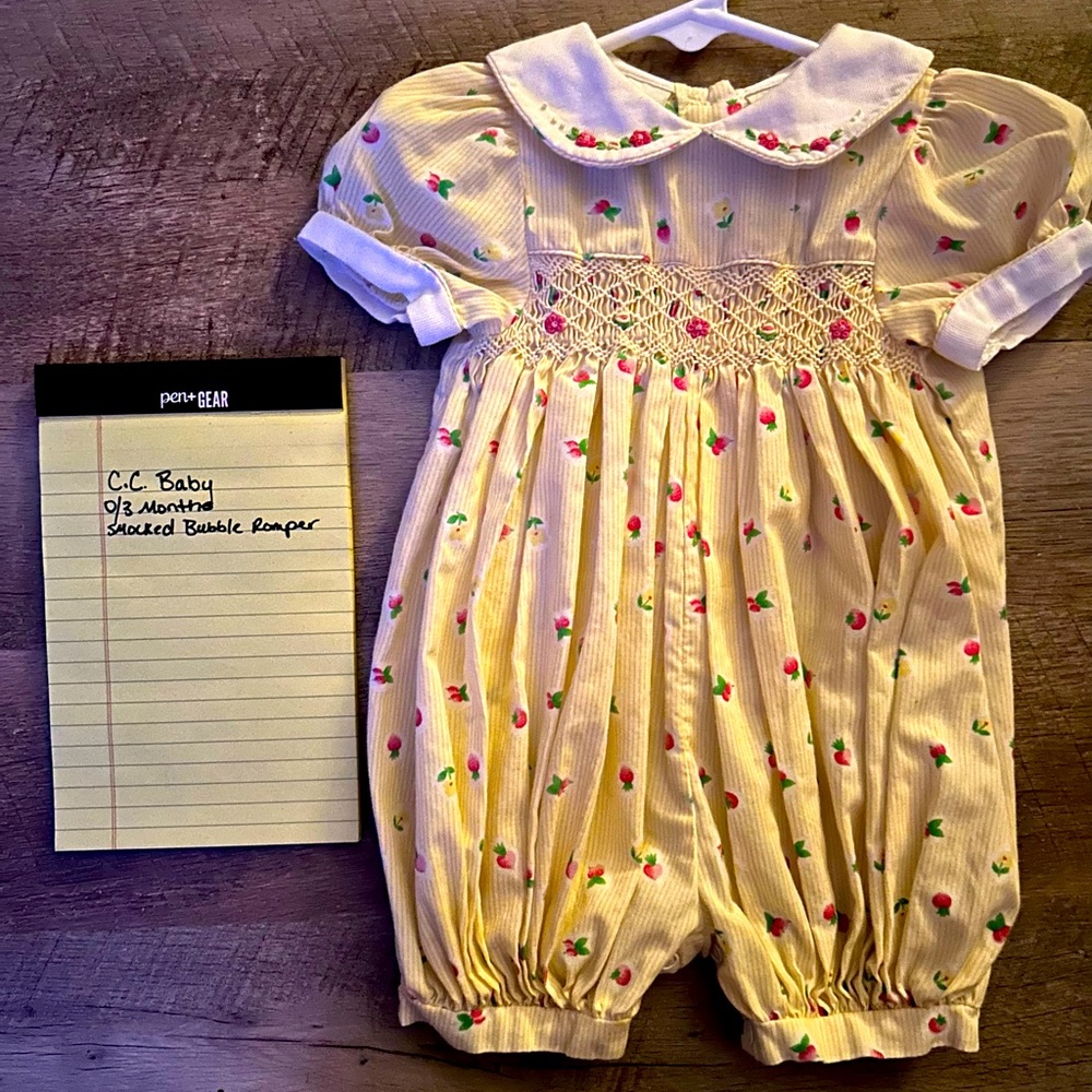 Vintage CC Baby Smocked bubble romper